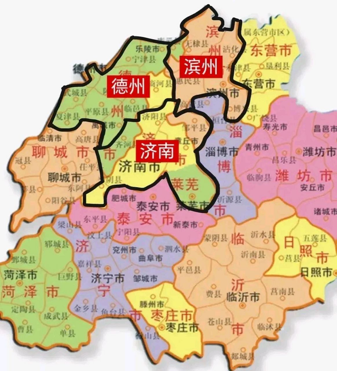 把齐河县和邹平县划给济南,这样济南的版图就更合理了.