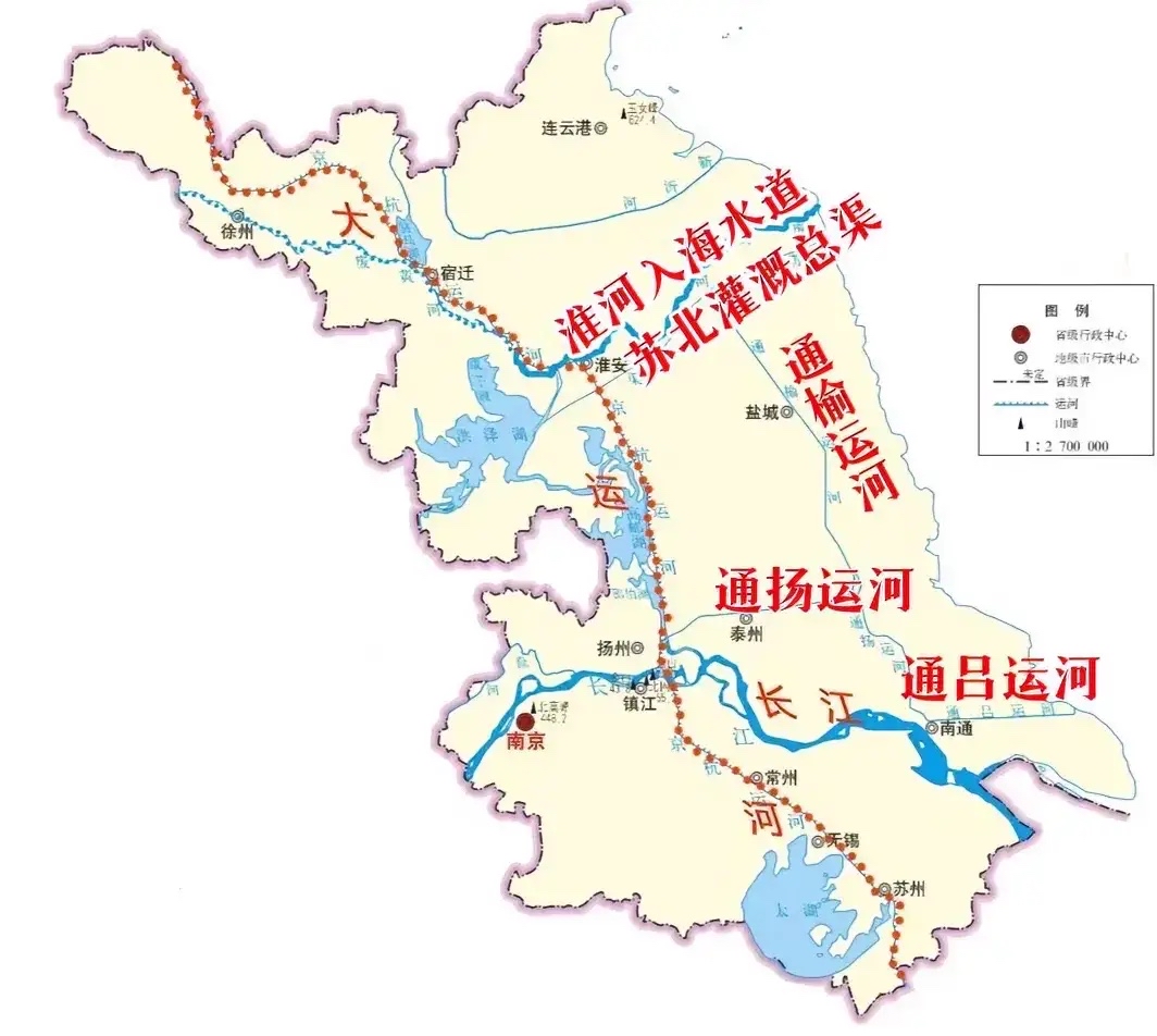 杭大运河江苏段线路图新通扬运河线路图老通扬运河地图江苏河流分布图