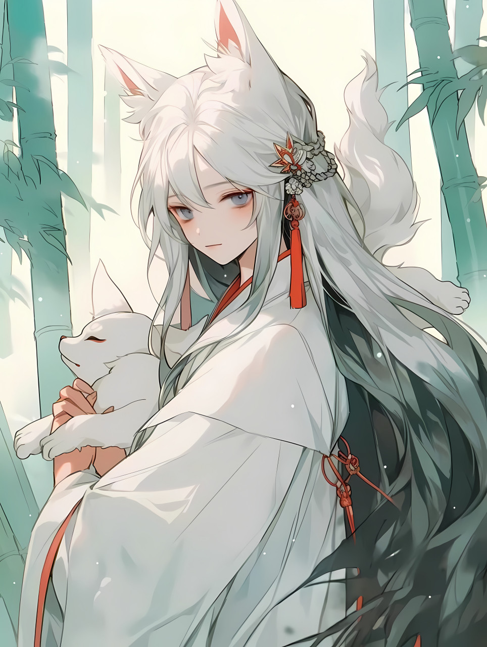 白狐少女 #二次元# #ai绘画# #ai共创计划