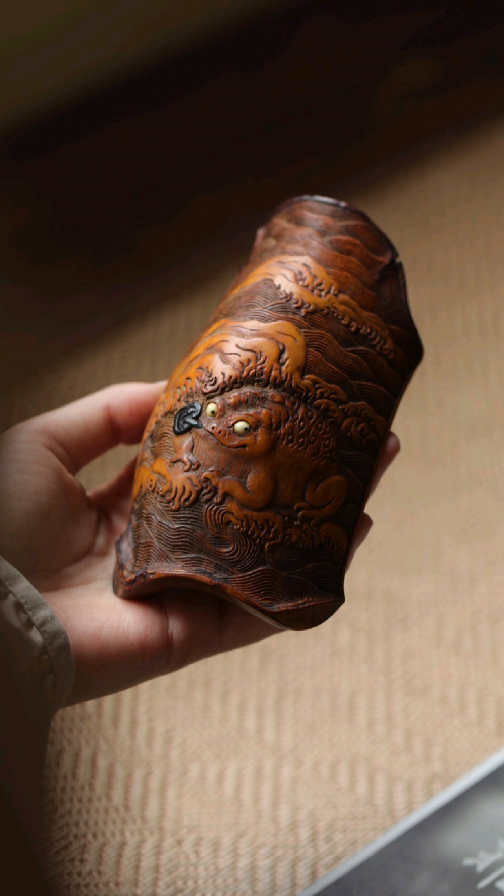 金蟾衔芝「竹雕茶则」