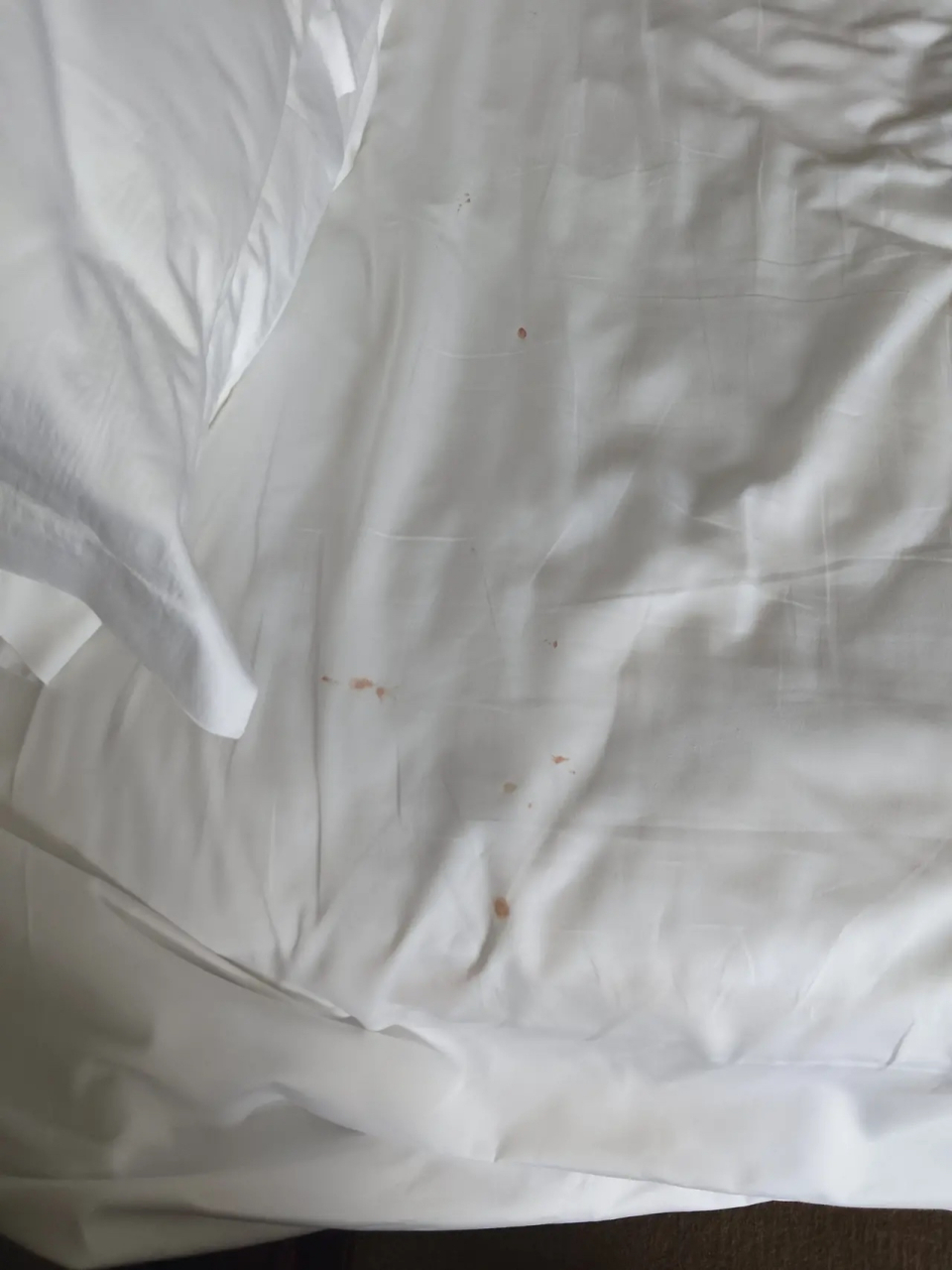 昨天做了一间房被客人投诉了,她说睡觉时掀开被子,床单上有血迹,而且