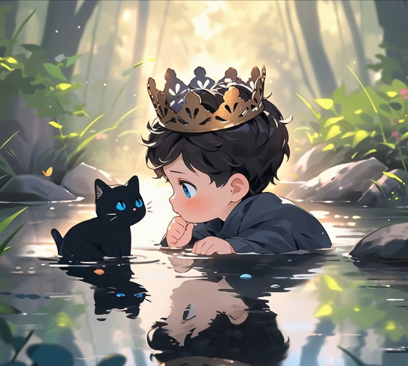 情头| 童话故事|王子与小黑猫#二次元# 无水印小伙伴们#动漫头像