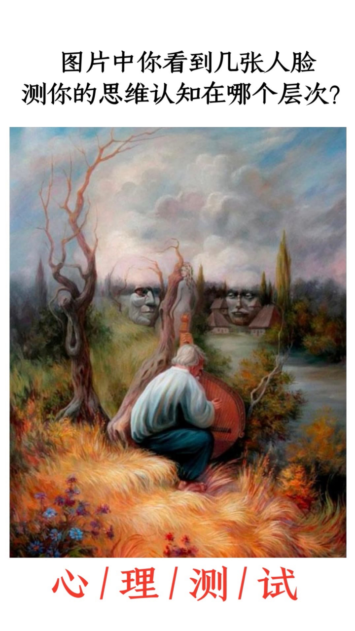 图片中你看到几张人脸测你的思维认知在哪个层次?#心理测试