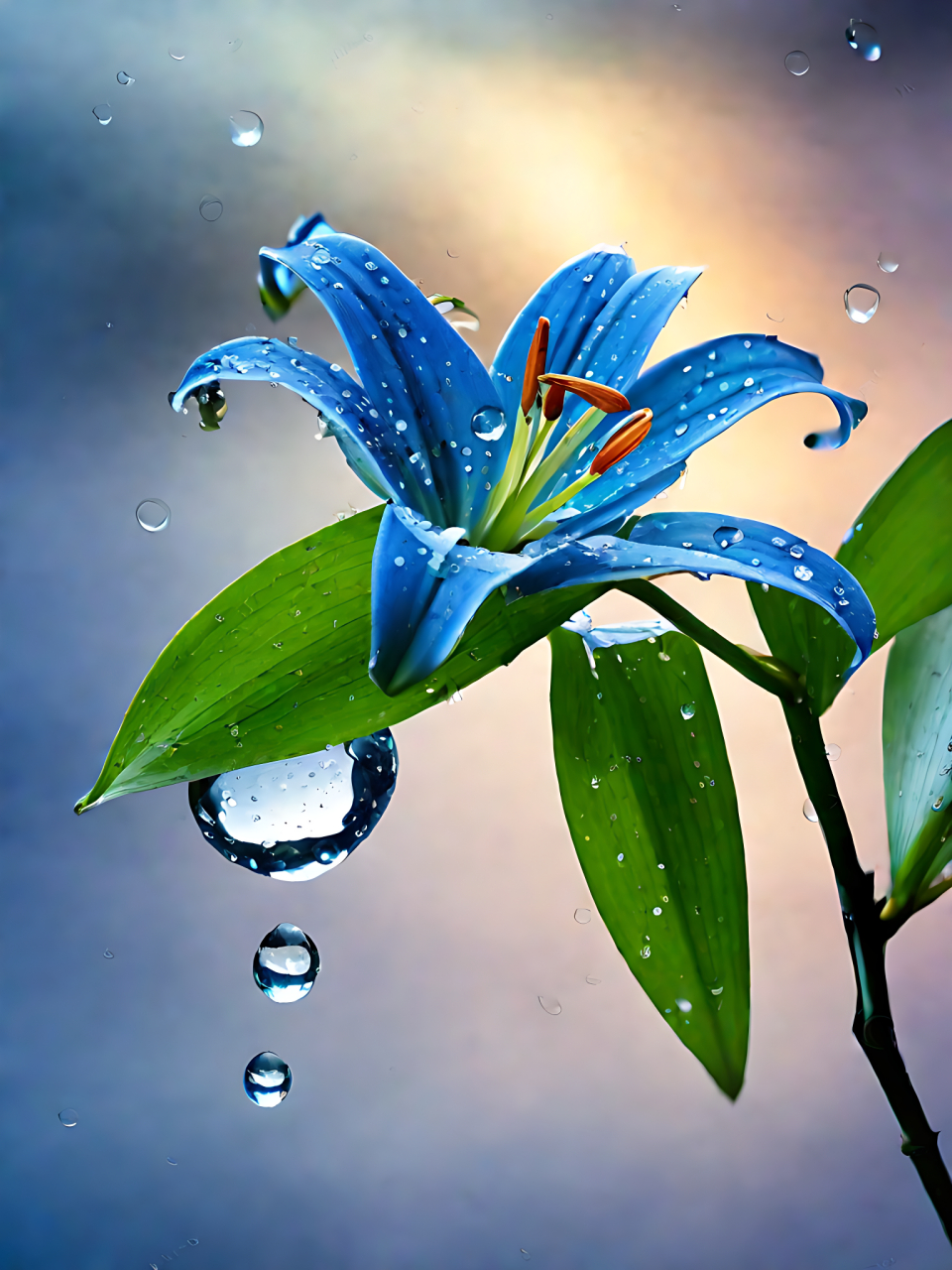 雨中的百合花#老司机挑战极限操作# #鲜花图片