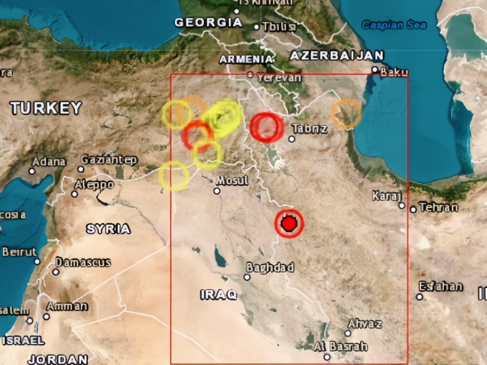 欧洲地中海地震中心(emsc)公布;在当地时间16日,伊朗和伊拉克边境附近