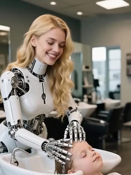 美女机器人进驻美容美发行业
