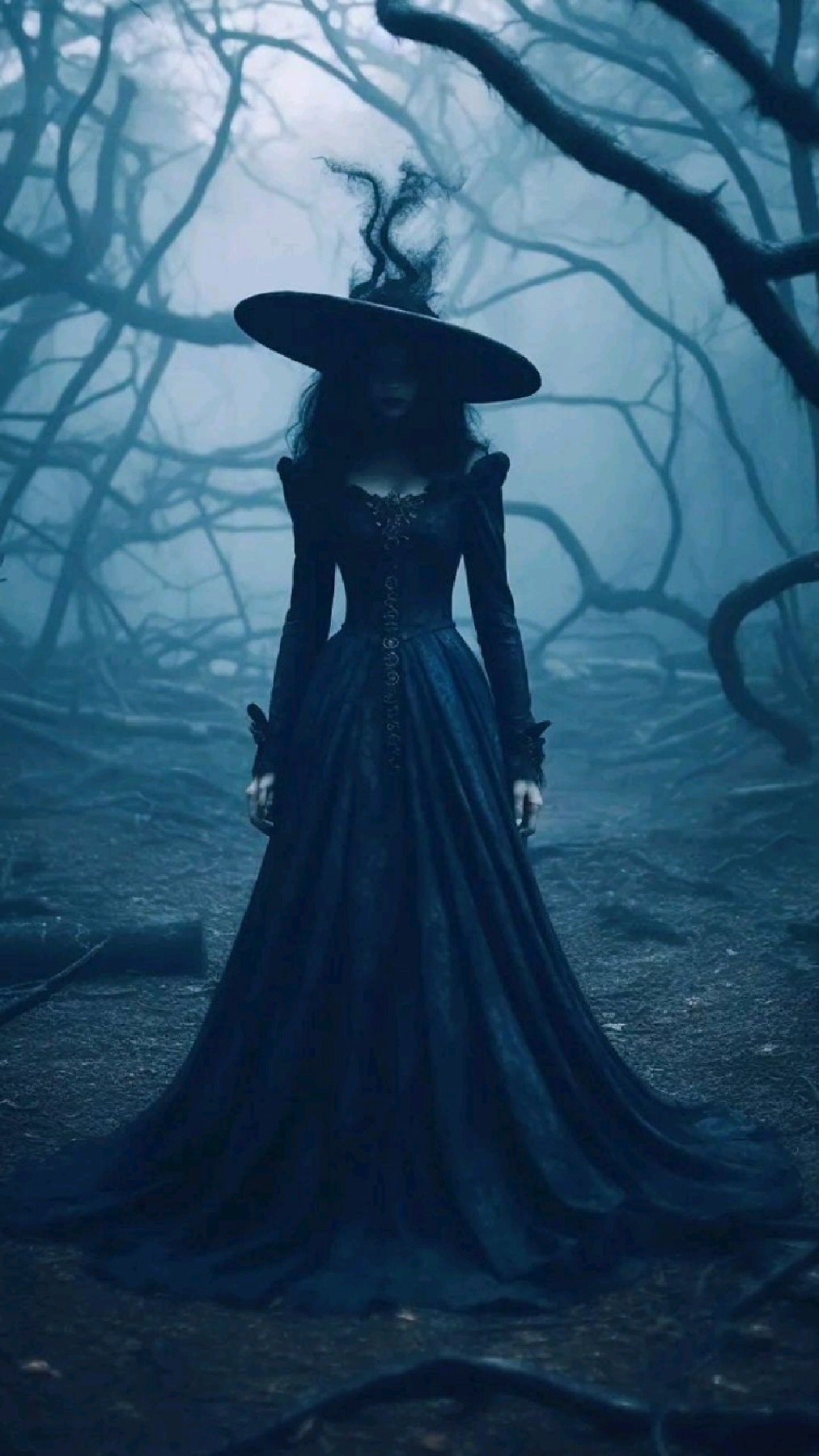 ai绘画黑暗森林深处的女巫师