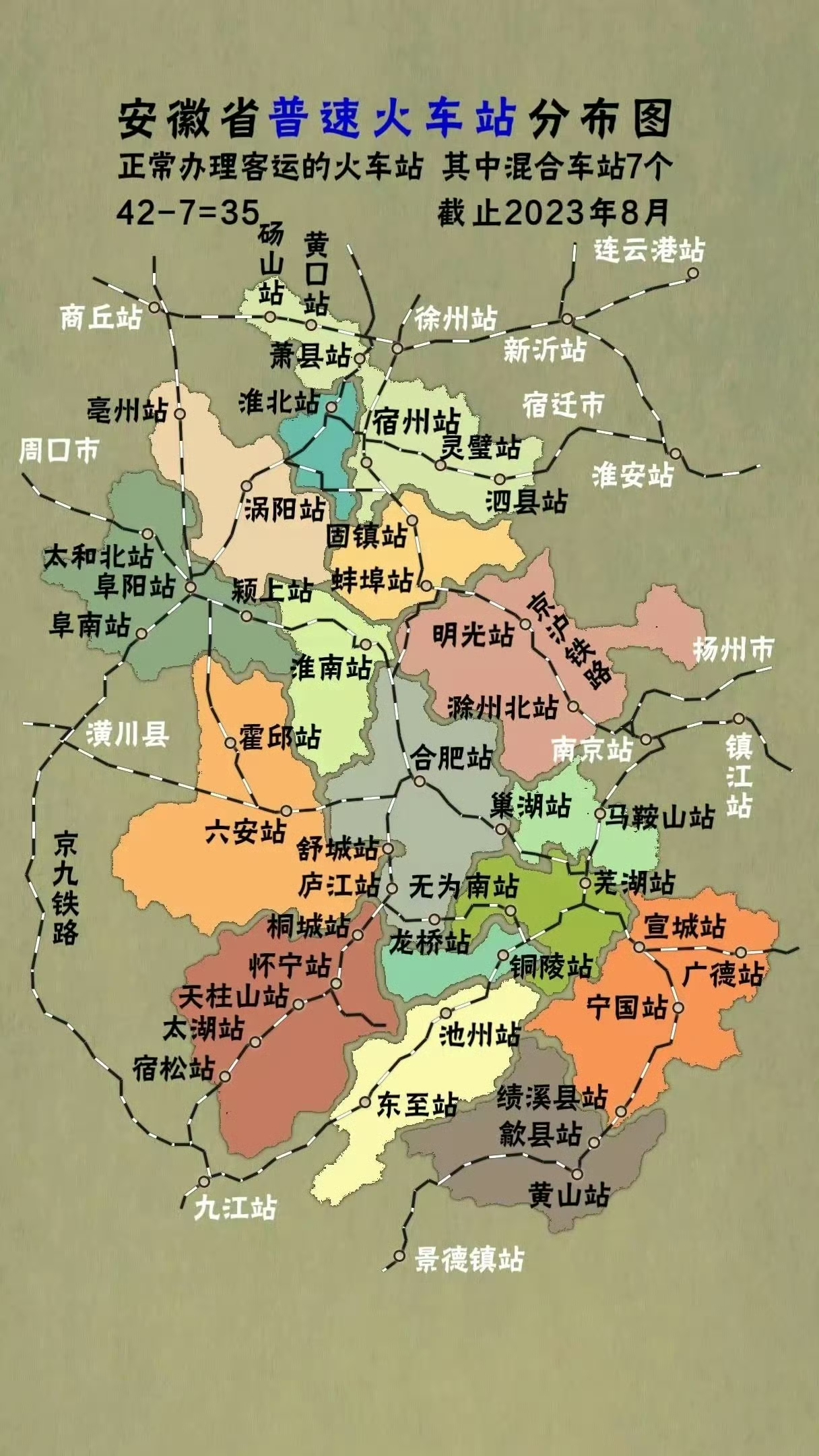 安徽省普通火车站/高铁站分布