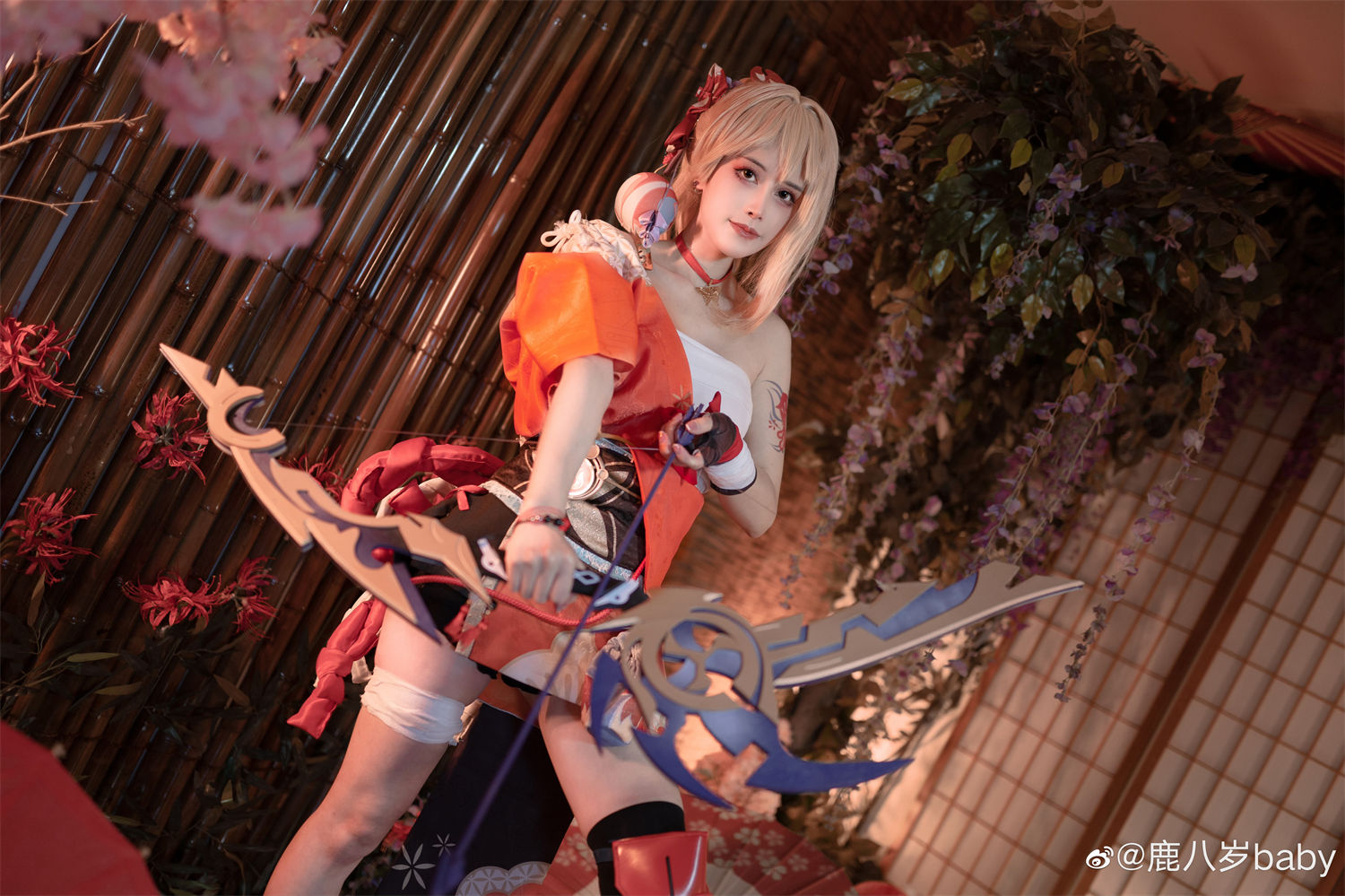 鹿八岁baby私人cos宵宫，堪比神明少女的完美演绎！