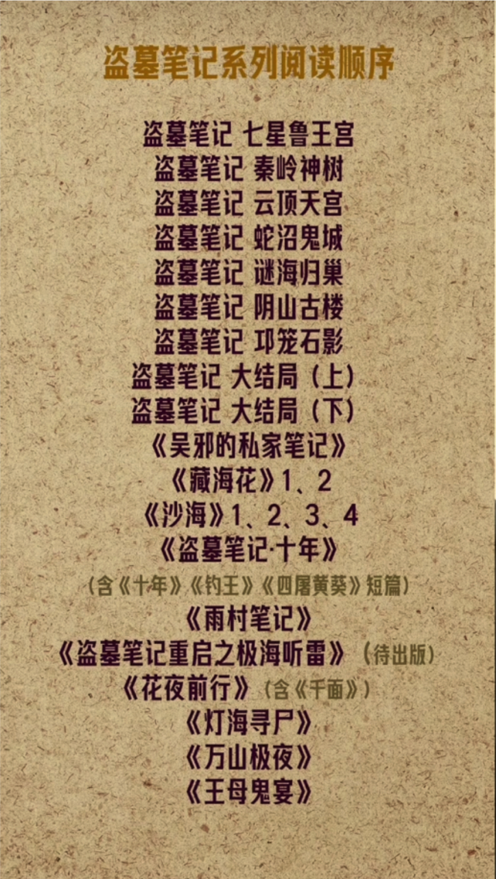 盗墓笔记系列阅读顺序.#盗墓笔记