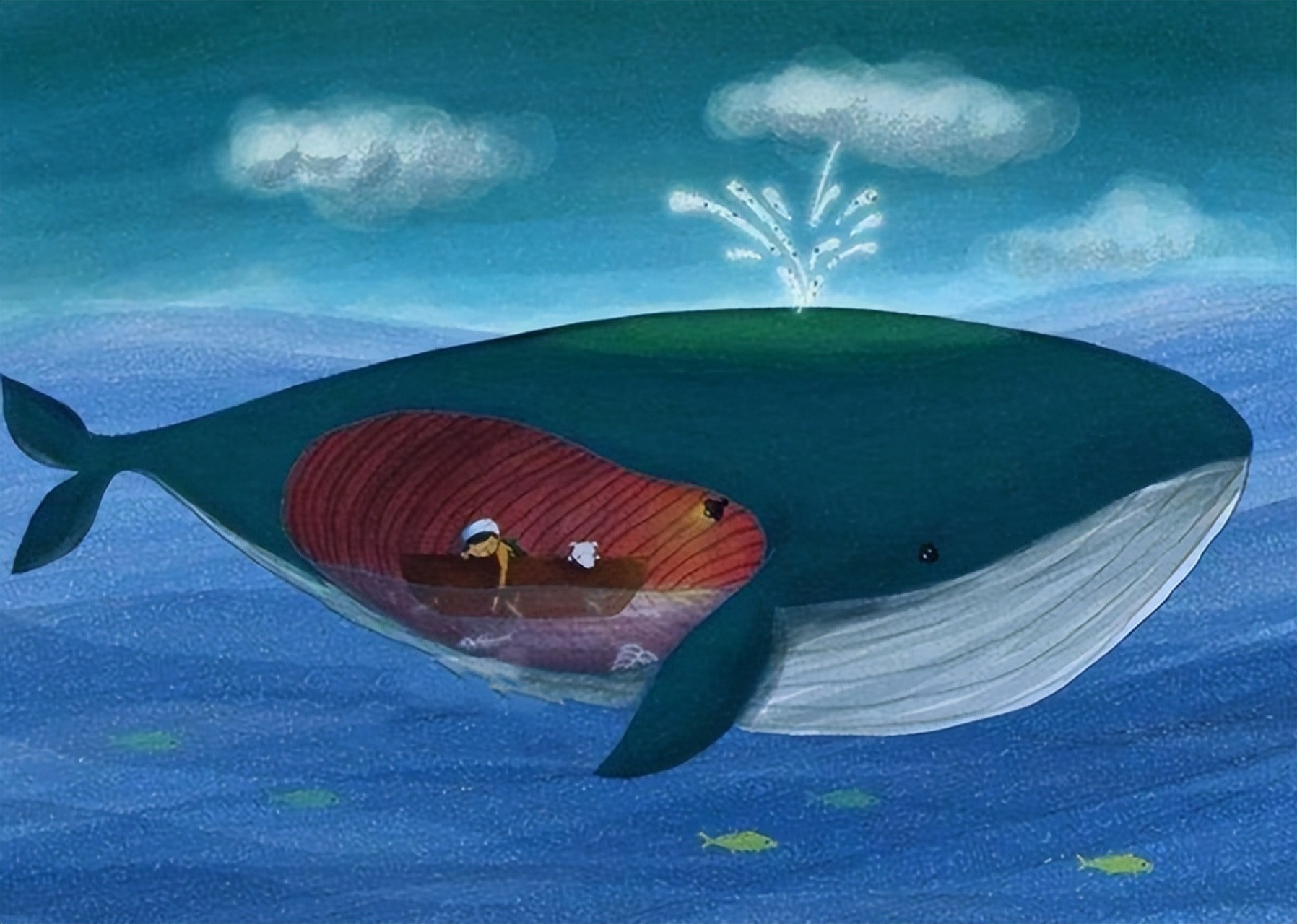 假如你在海里与鱼群游玩时,一条鲸鱼向你游来并张开大嘴,你不慎被鲸鱼