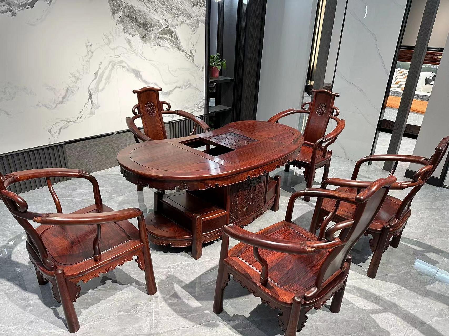 巴厘黄檀腰型茶桌