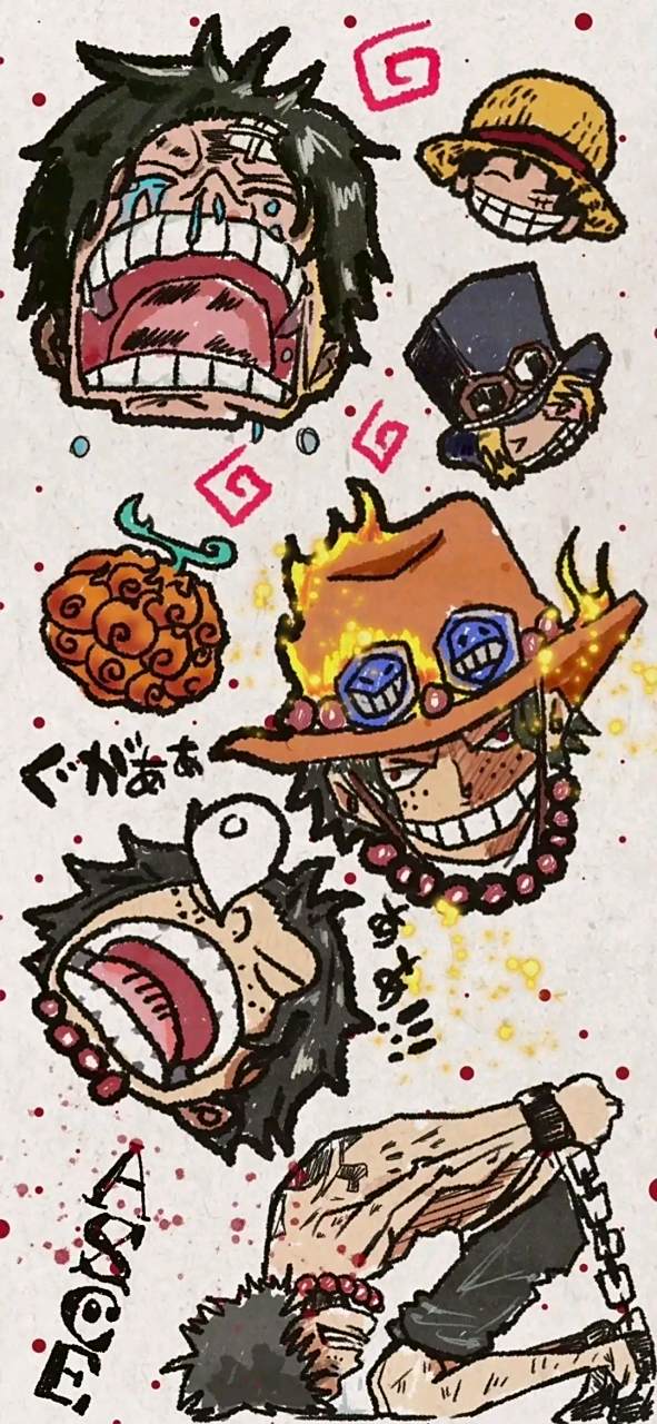 壁纸# #海贼王# 卷毛山治,神乌索普,艾斯