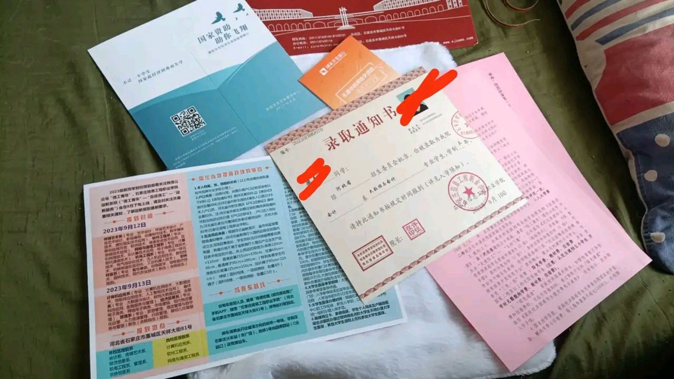 只有民辦的通知書才花裡胡哨的,公辦的果然只有一張紙,而且不是能掀開