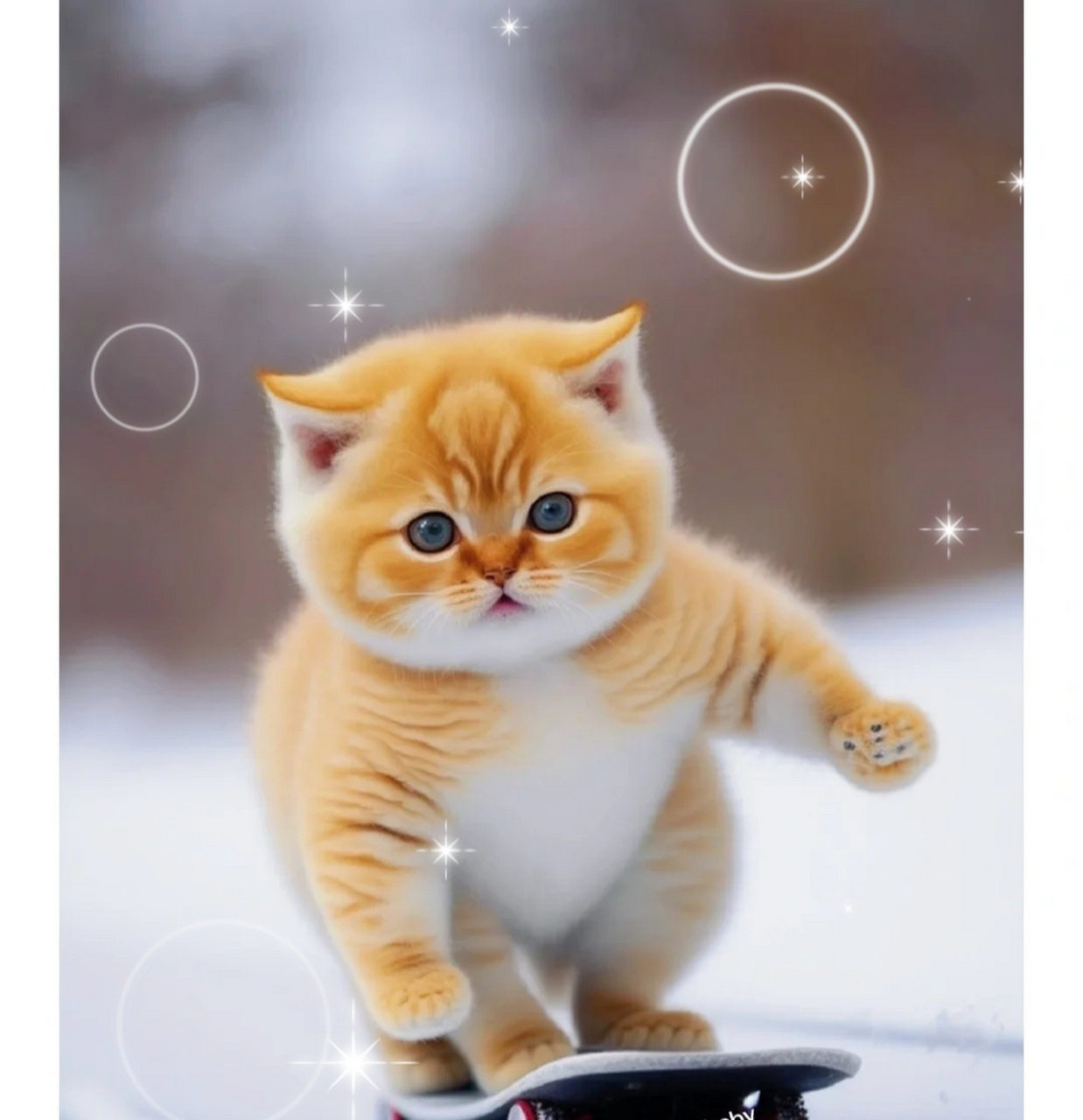 爱滑滑板车的小可爱猫咪