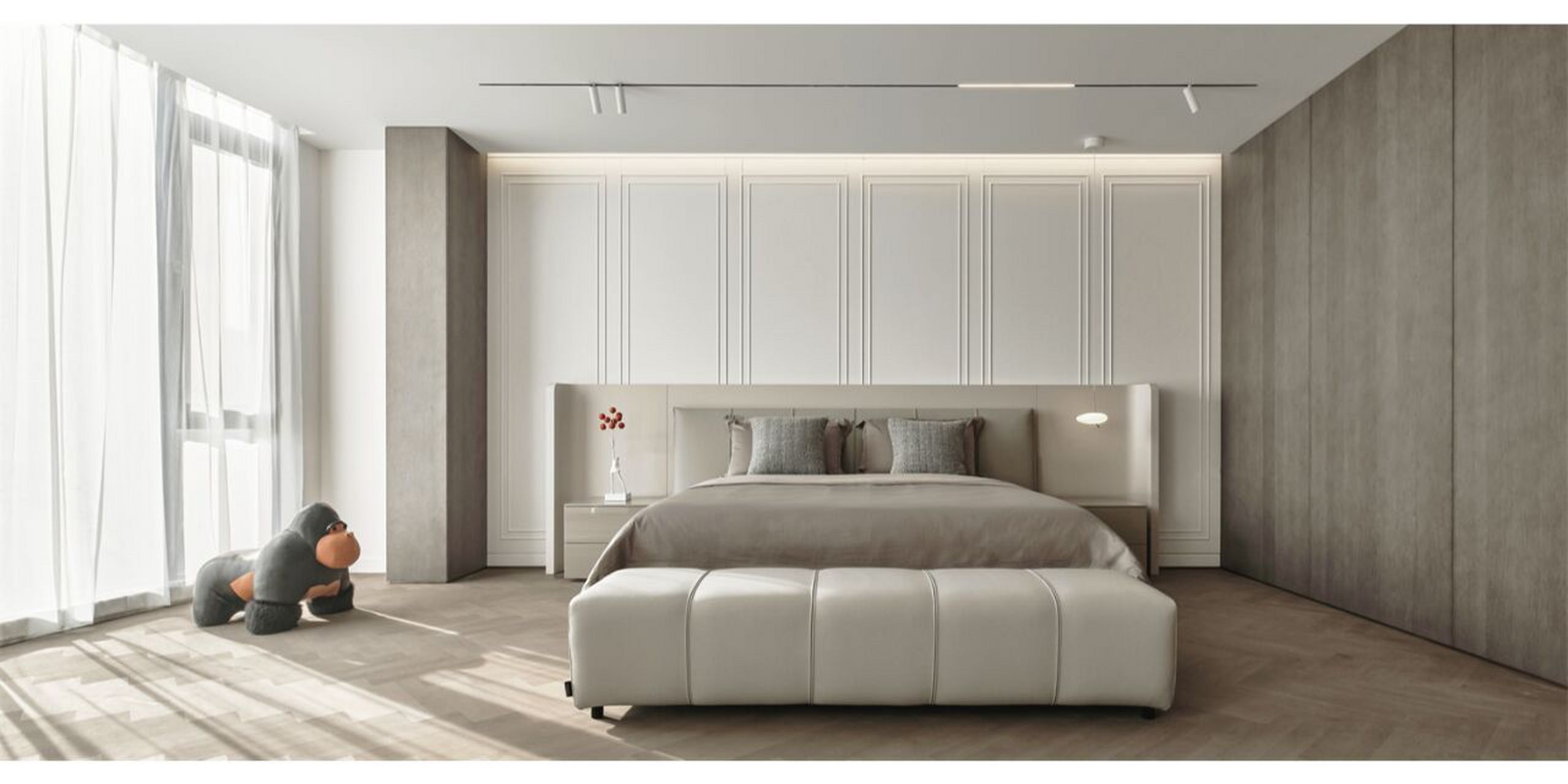 多功能合一的轻奢卧室设计  74 主卧采用套房形式,将休息区,休闲区