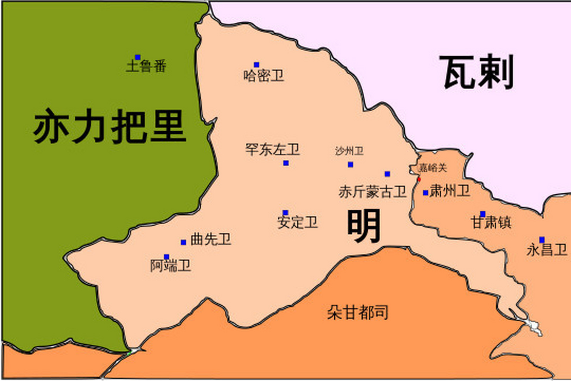 沙洲卫是明王朝设置在关西八卫之一,和赤斤蒙古卫,罕东左卫,罕东卫