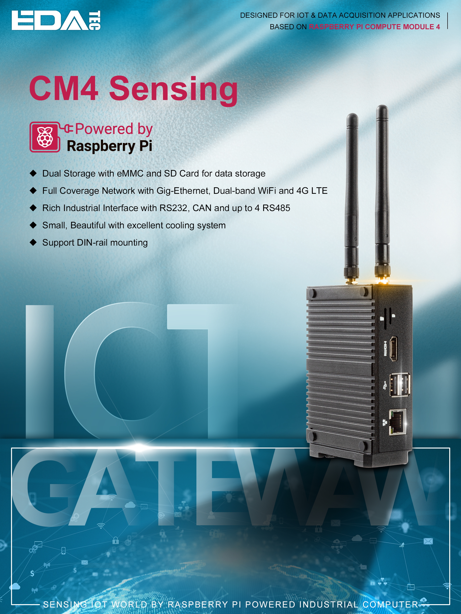 「树莓派 上海晶珩」cm4 sensing工控机 专注物联网和数据采集!