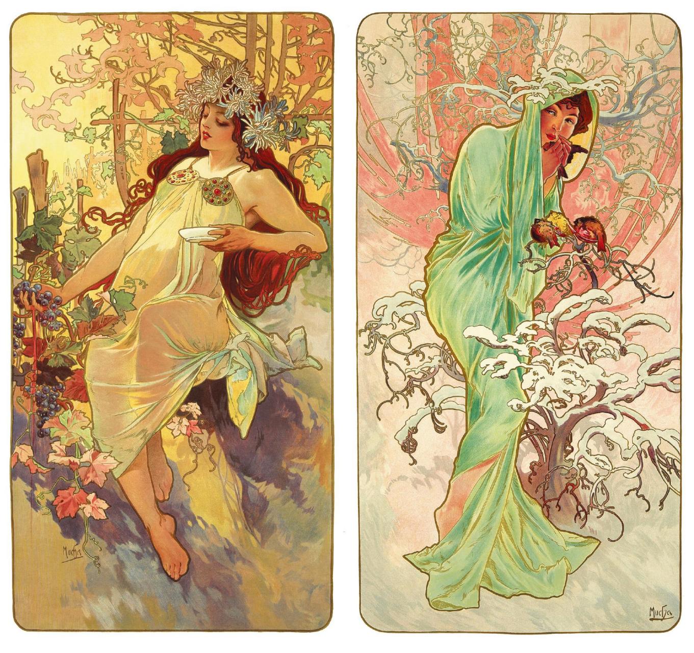 四季 po cel05 rok 〔捷克〕穆夏 1896年 私人收藏 1896年,穆夏描绘