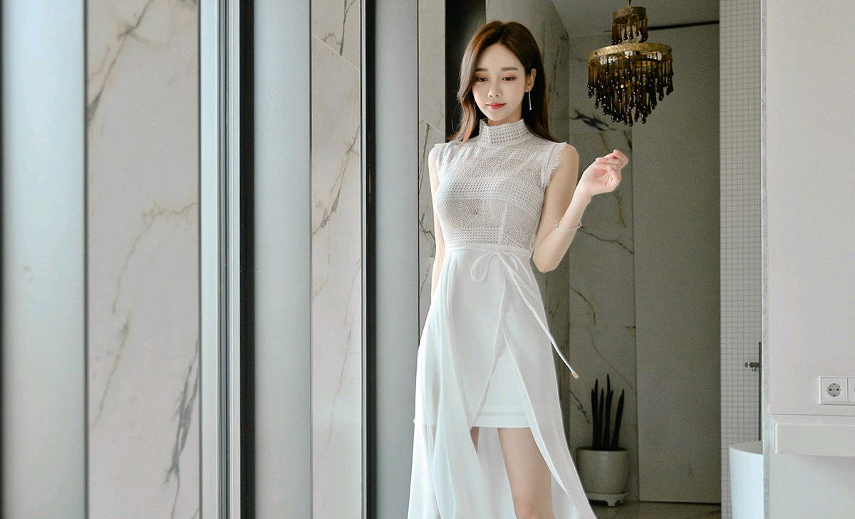 孙允珠美图欣赏:第907期,水纹涟漪白絮网纱透纱仙女裙