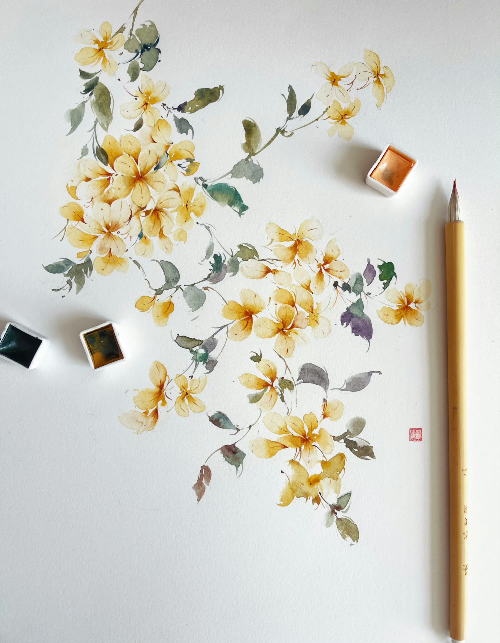 明小花水彩古风花卉合辑～生命中总有一些时光让我们温柔以待, 总有