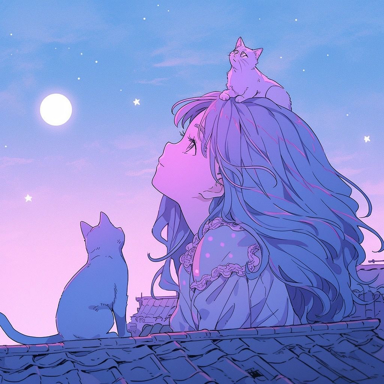 紫色动漫 | 小女孩和猫