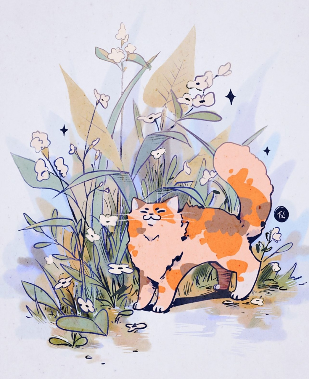 画师tessa nelissen绘画作品欣赏,描绘了可爱的猫咪,并且将它们与有趣