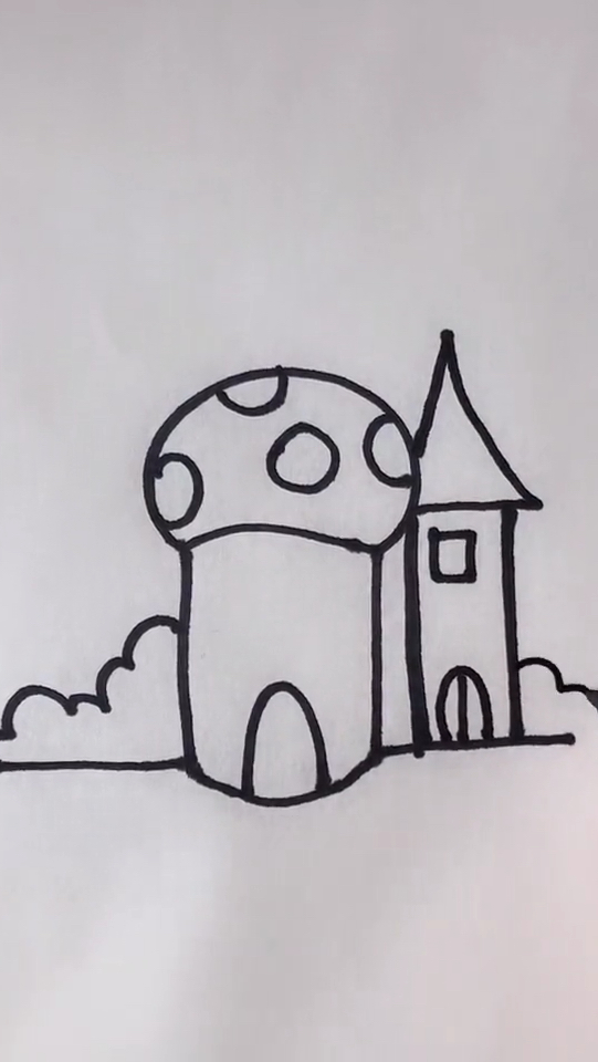 蘑菇城堡简笔画儿童图片