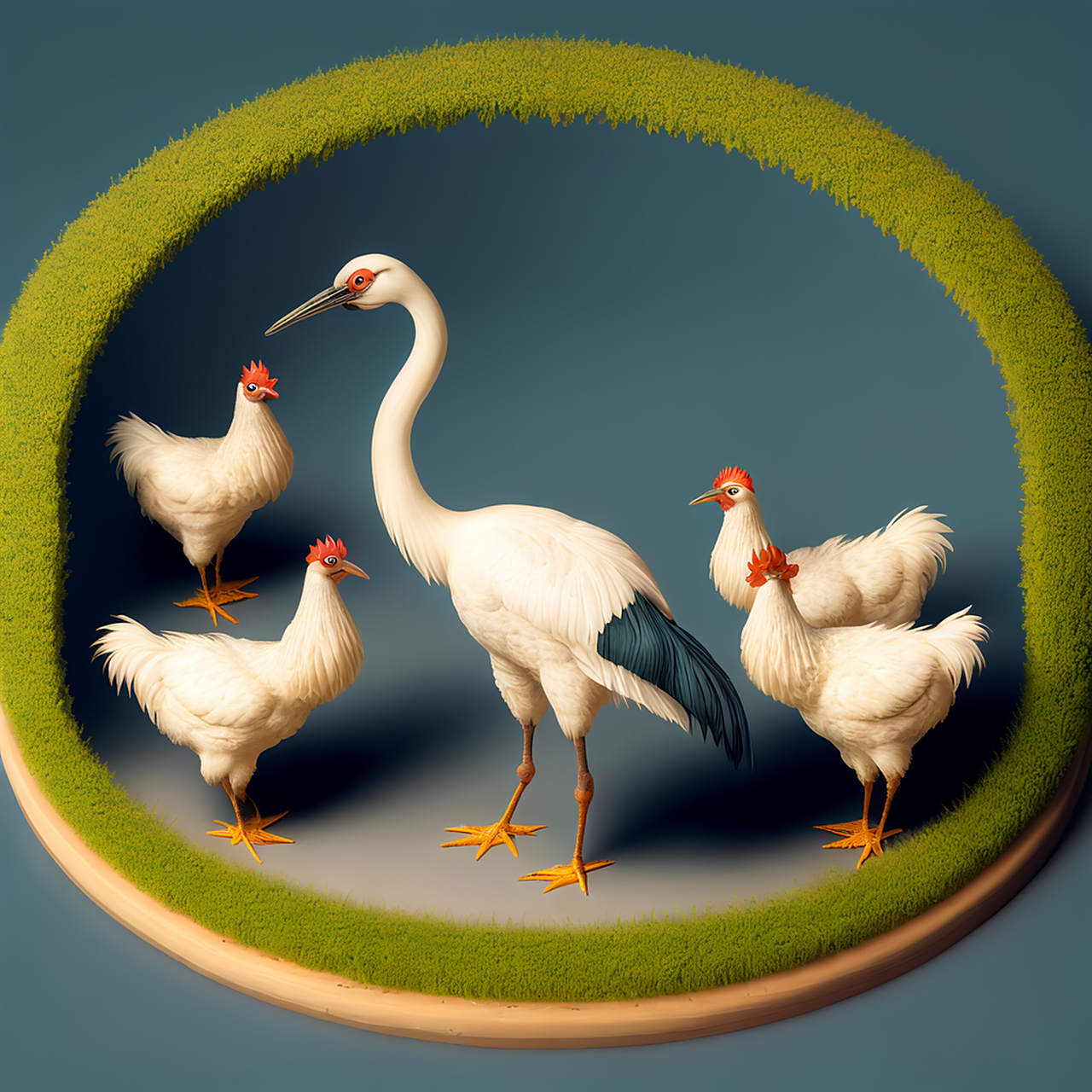 ai绘画# ai根据鹤立鸡群做的图[尬笑][尬笑]