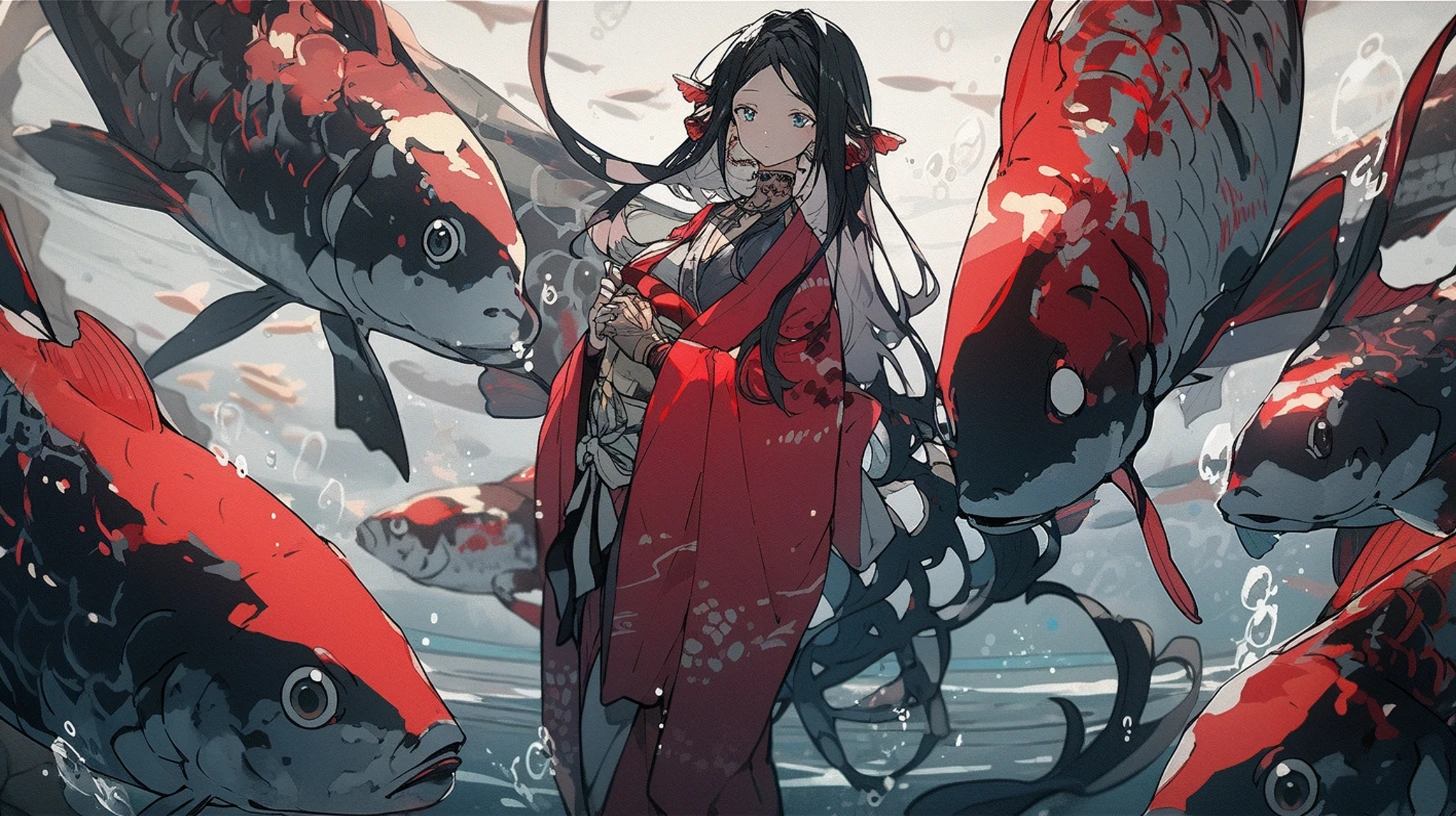 二次元# 水中少女,感觉有种大鱼海棠的既视感[并不简单]