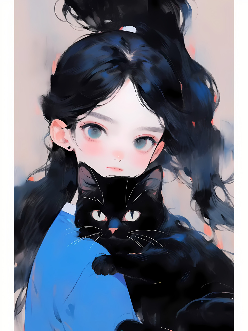 黑猫与女孩 #二次元# #ai绘画# #ai共创计划