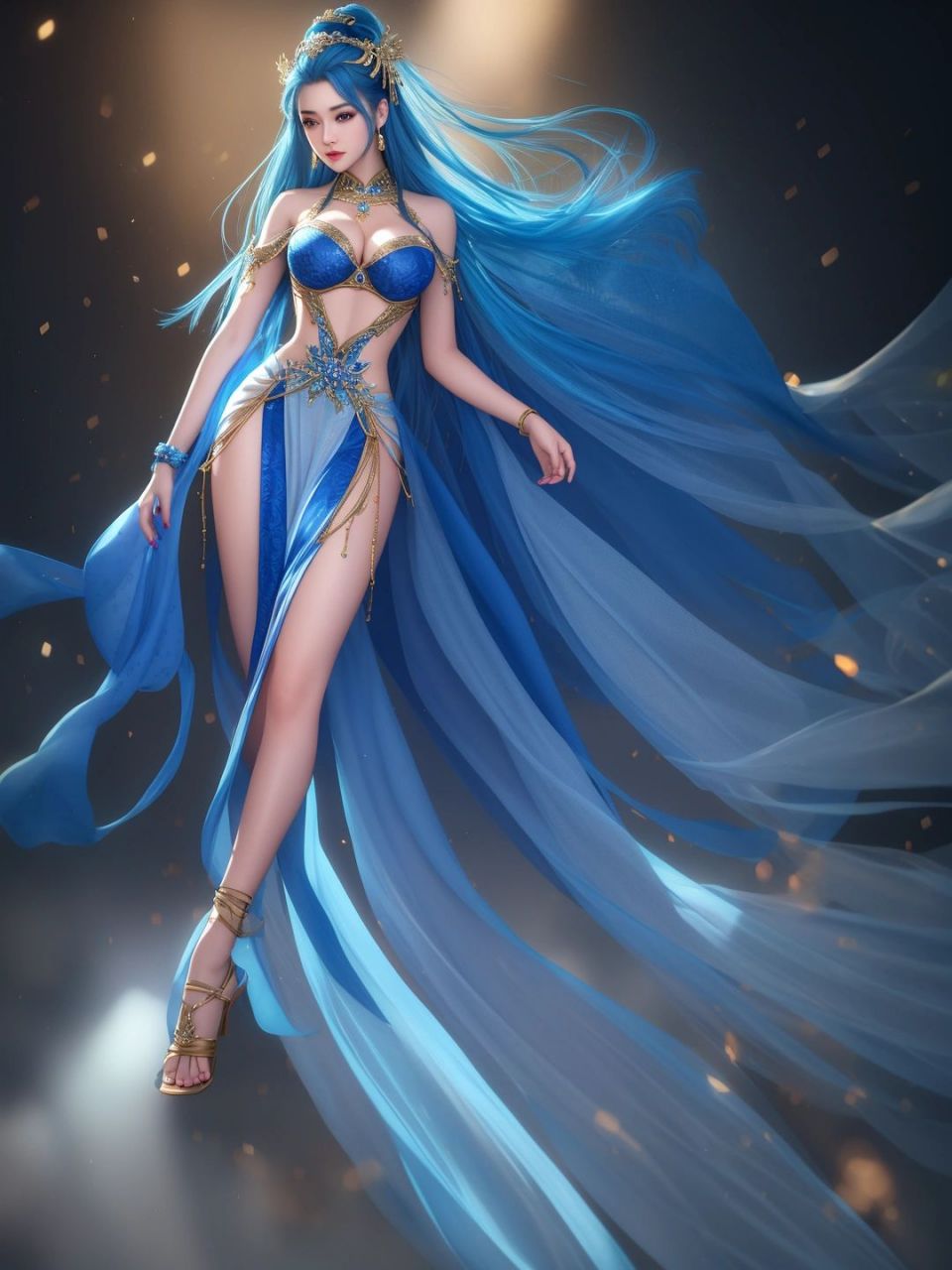 蓝色妖姬,蓝色系长发性感美少女