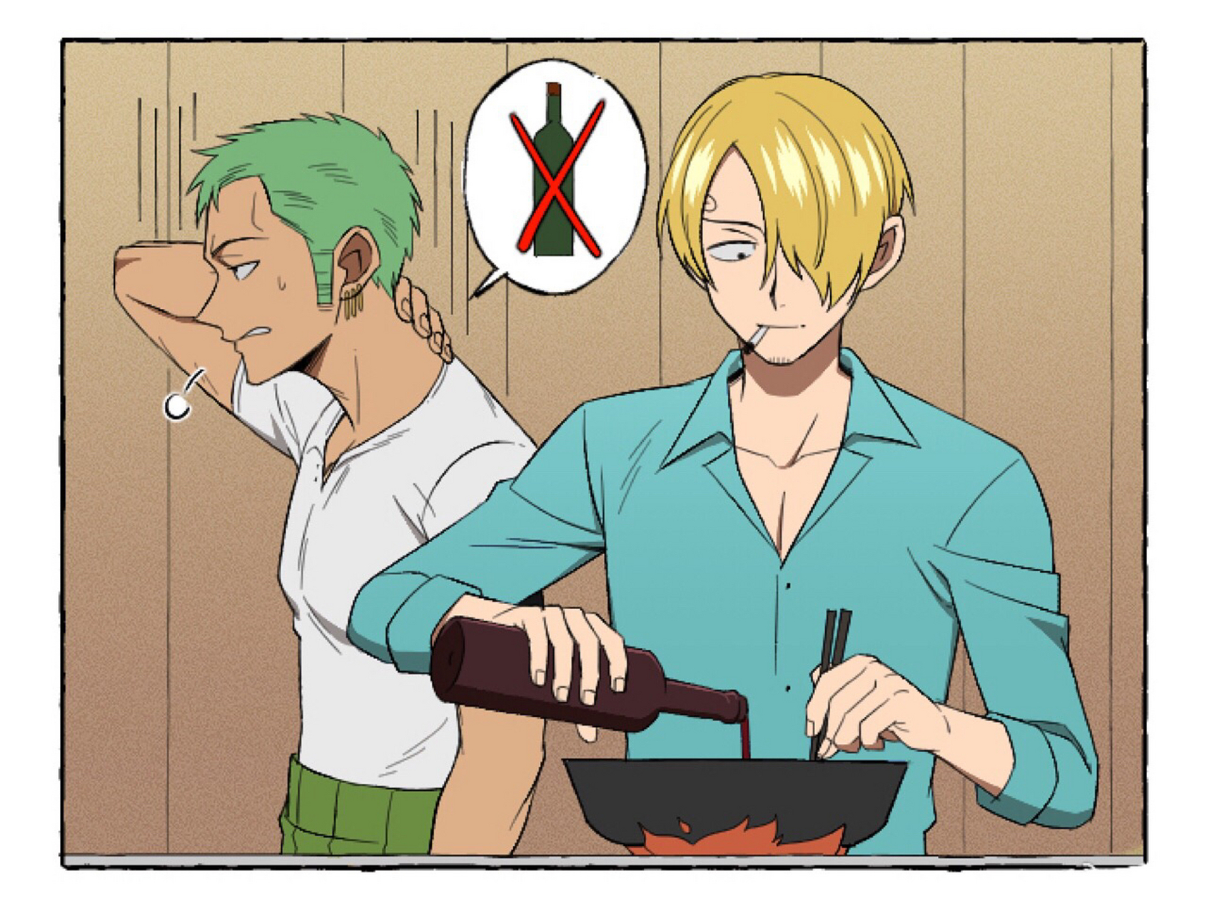 海贼王# 料酒…… 酒鬼索隆只要犯了酒瘾,只要带酒字的都可以!