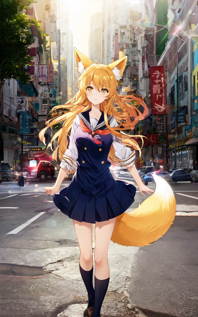 二次元#  霓虹的狐娘女高中生 画师:shiyaku