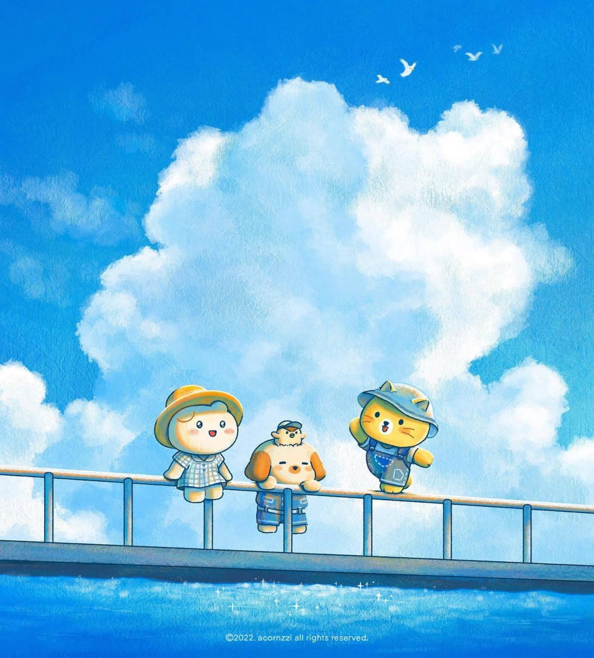 画师 acornzzi 笔下温暖治愈的绘画 #插画