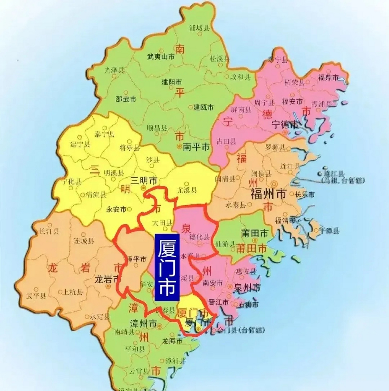 厦门各区地图分布图图片