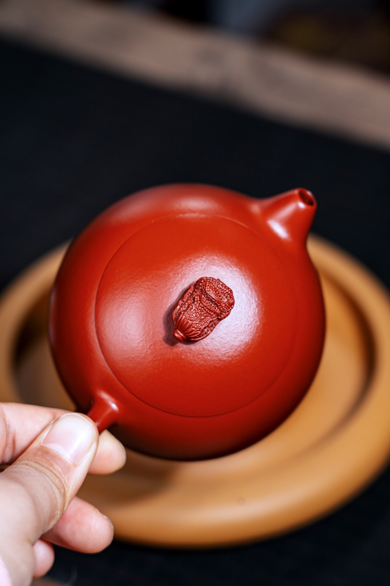 宜兴紫砂壶周云纯手工西施大红袍210cc