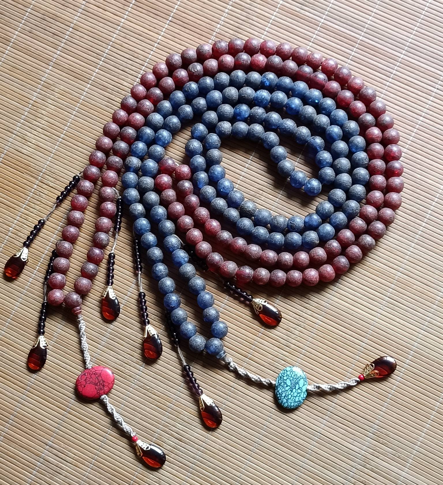 旧藏清代《血珀》《蓝珀》朝珠,保存完整
