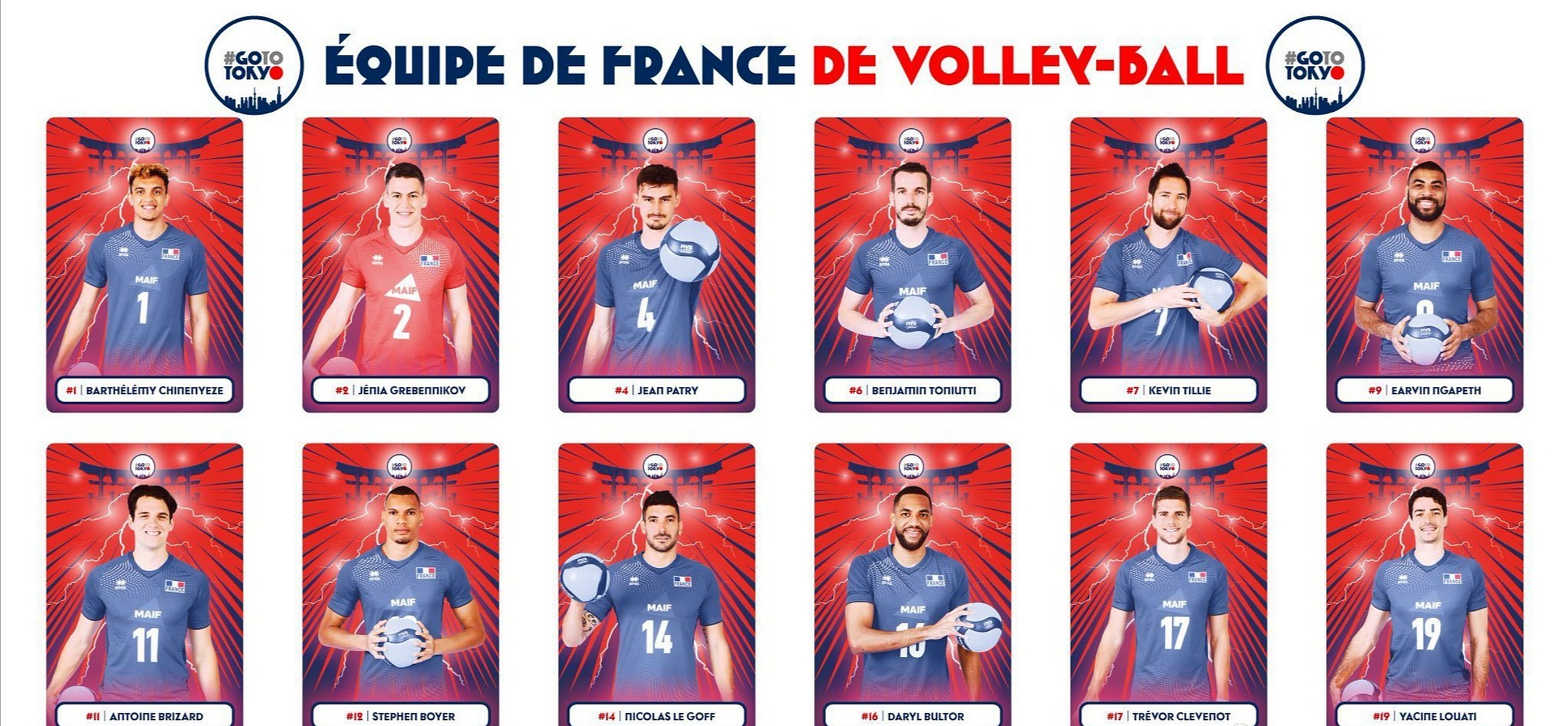 法国男排公布奥运人选名单 今天,法国男排公布了参加2020东京奥运会的