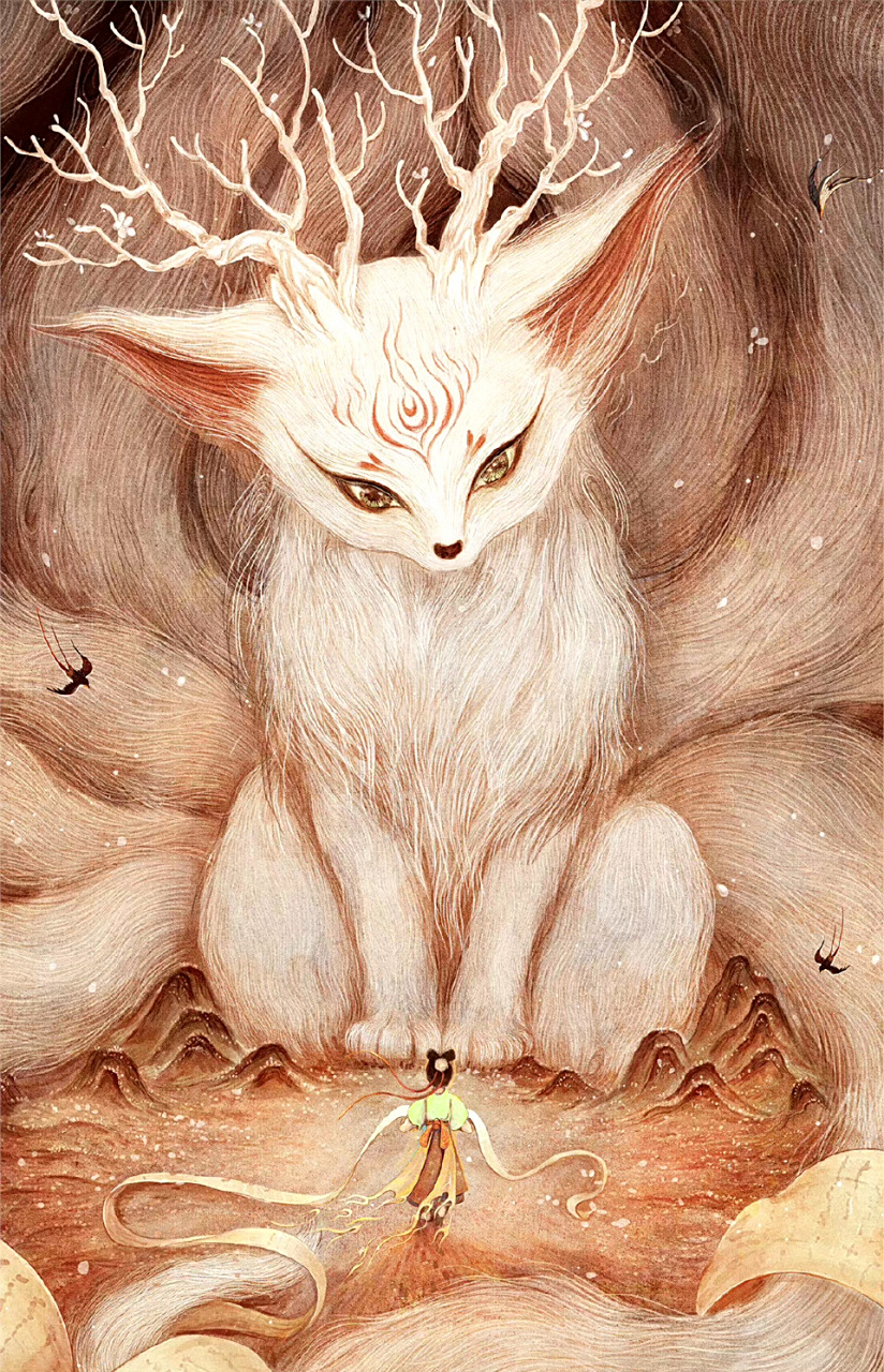 画师舍溪神话系列绘画作品欣赏,展现了山海经中的故事.