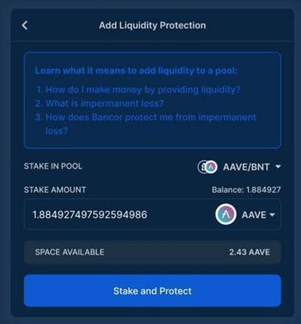 手把手教你在 Bancor 上质押 AAVE 赚取收益