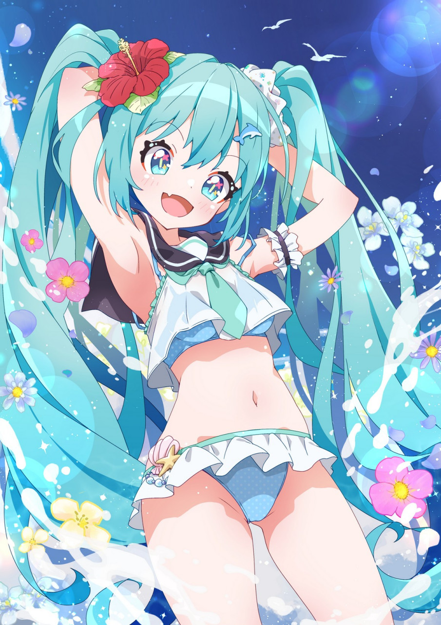 初音未来泳装#二次元美图