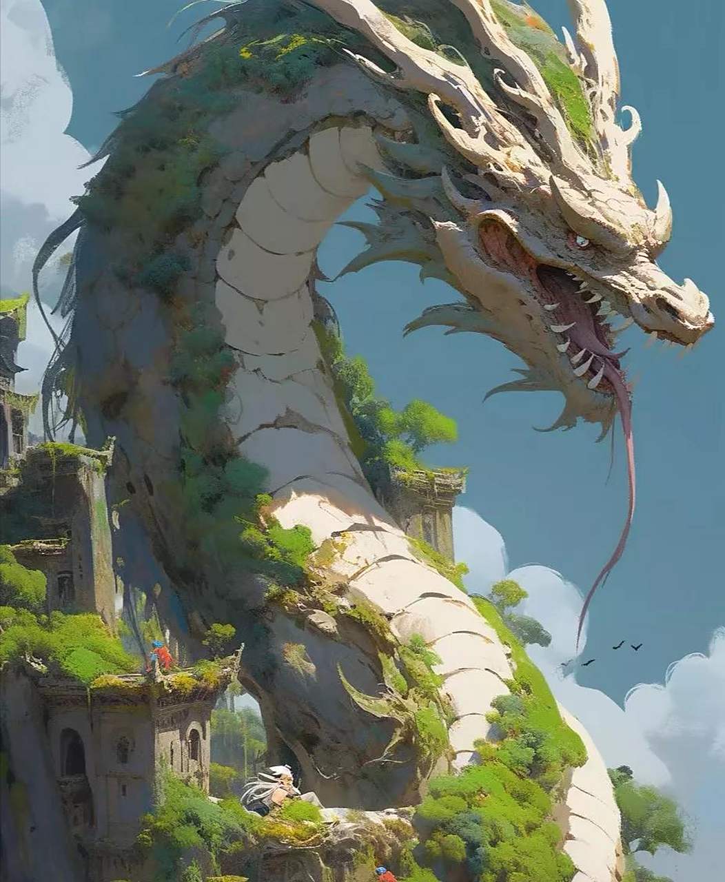 一组主题名为"见龙在田"的中国龙插画,by 魔幻衣橱.