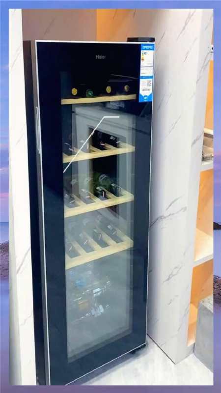 海尔红酒柜恒温恒湿红酒柜家用无霜立式冷藏保鲜展示柜-度小视