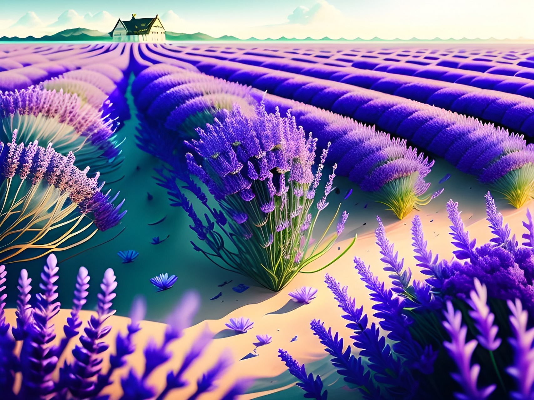 ai绘画「薰衣草花海」[比心][比心] #花# #二次元美图#  #ai绘画