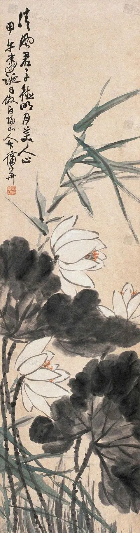 绘画大师蒲华荷花作品欣赏