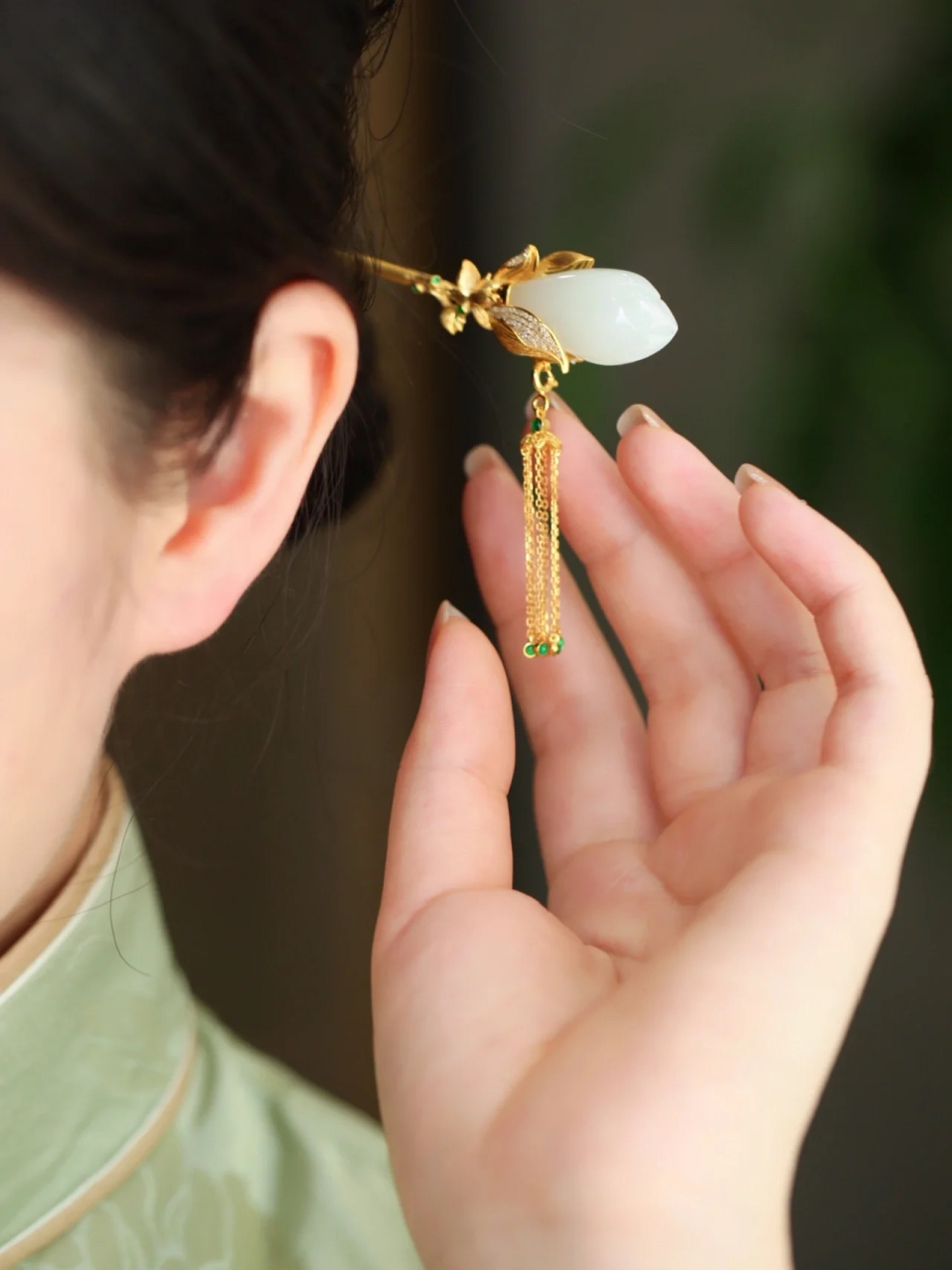 和田玉玉兰花发簪