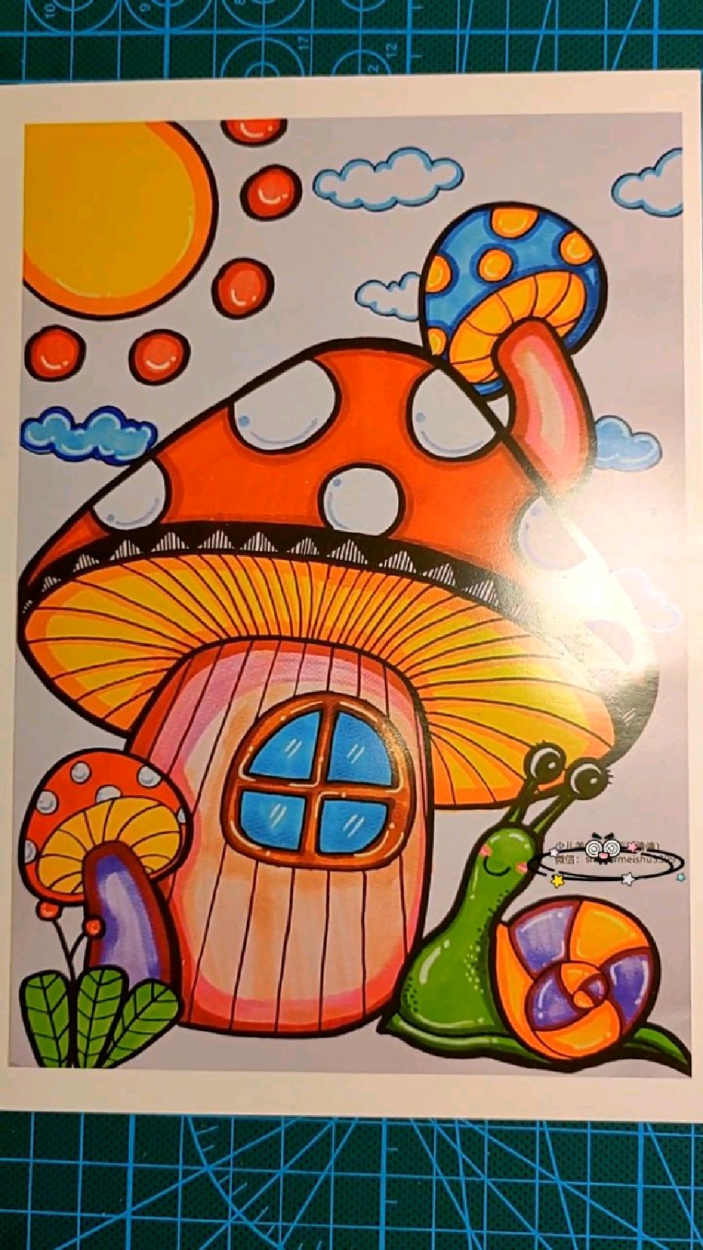 儿童画,蘑菇房