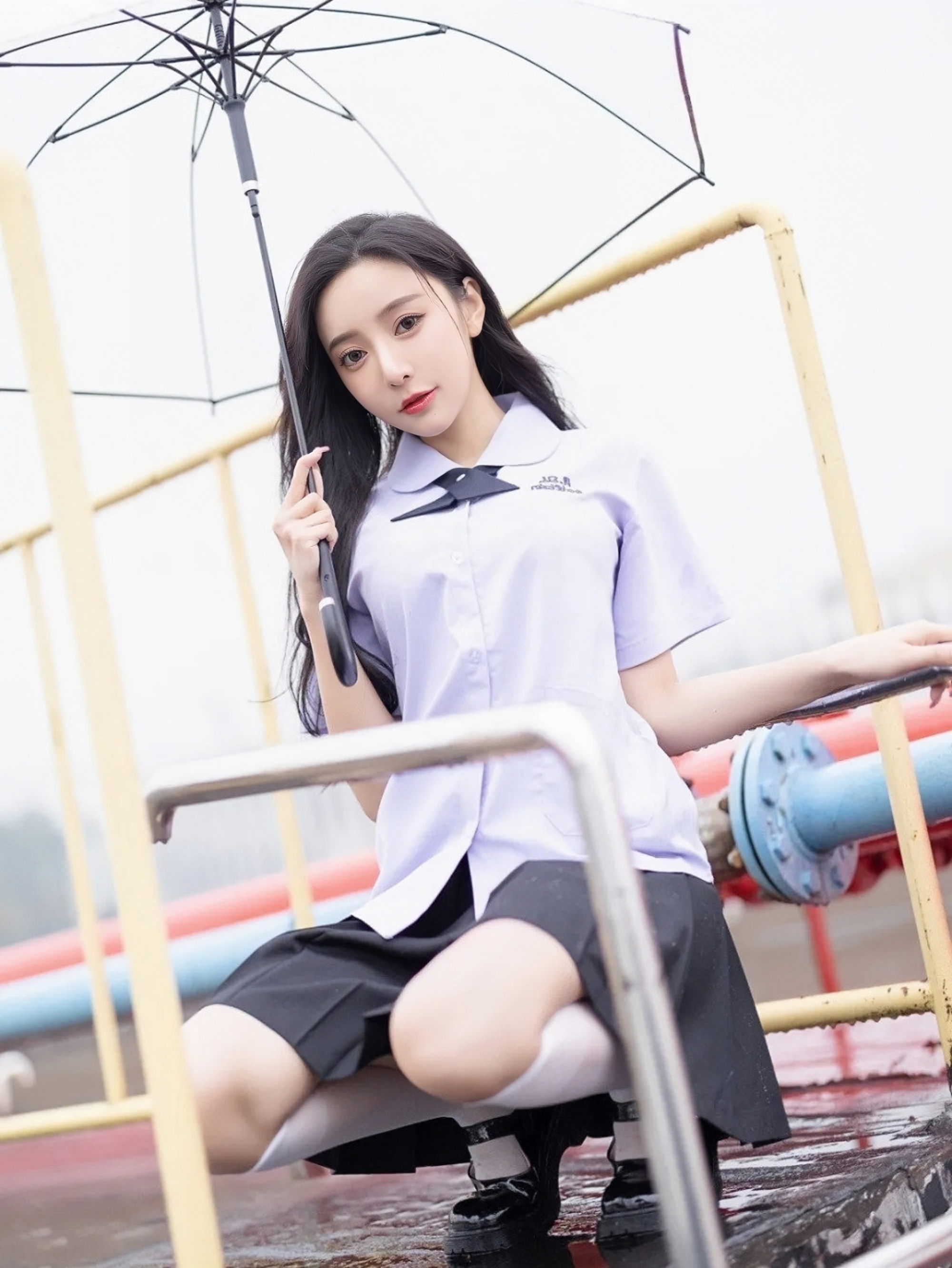 学生装穿搭的清纯小美女