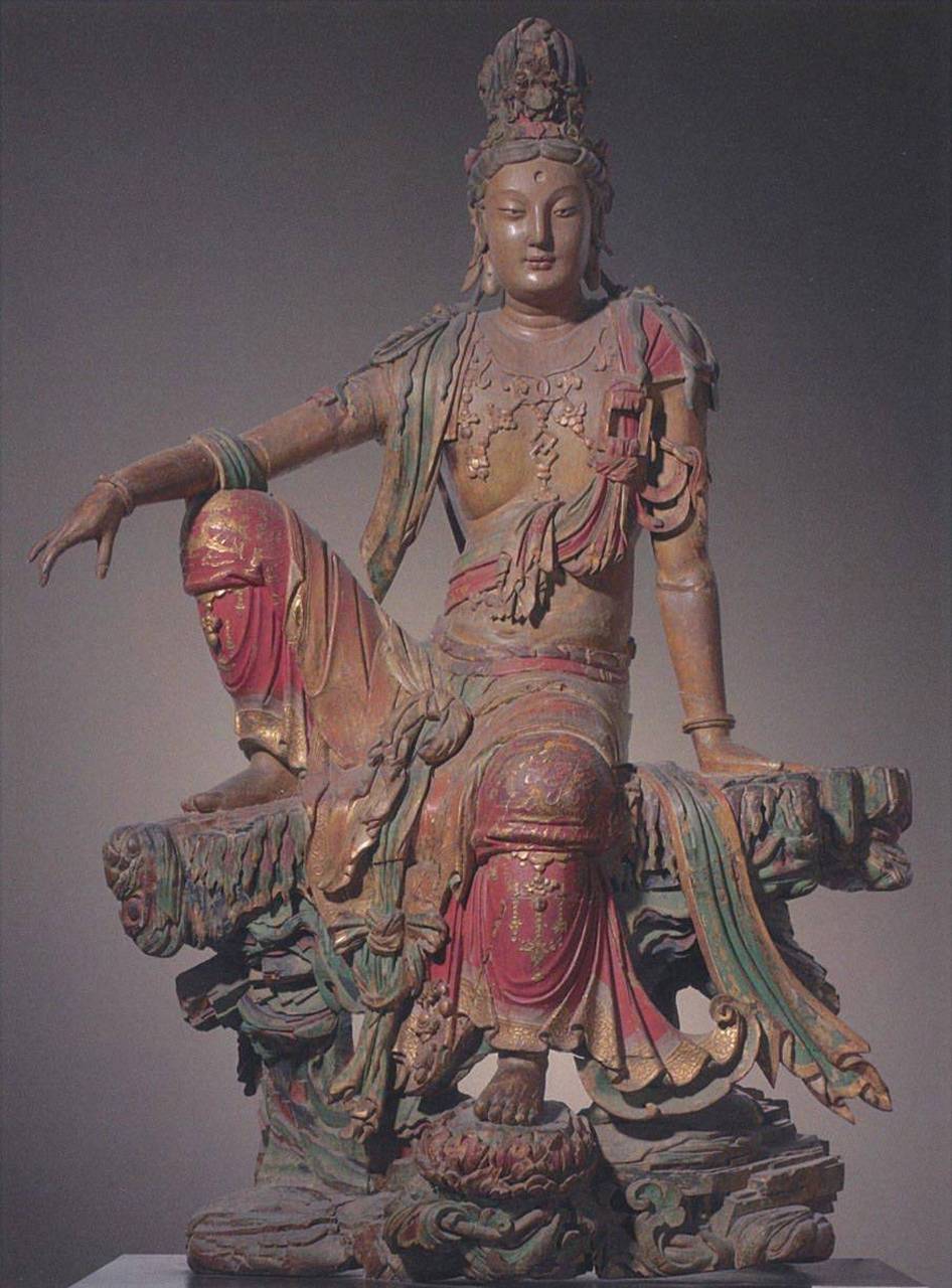 木雕彩绘镀金观音像,高241厘米,南宋或者元朝,现藏于堪萨斯城纳尔逊